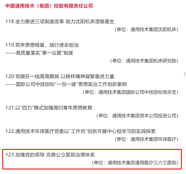 喜报！通用医疗三六三医院获评“2022年度国企党建创新优秀案例”(图1)
