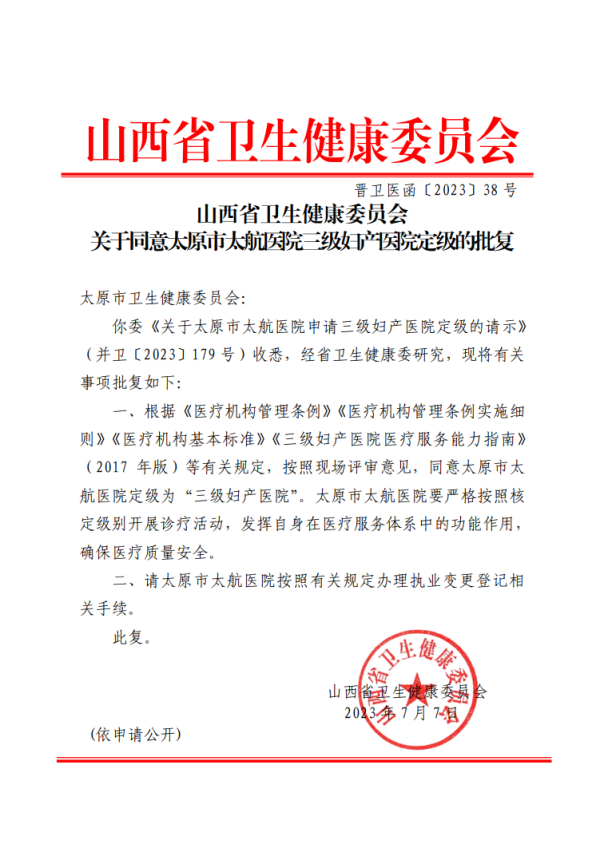 重磅！通用医疗太航医院顺利升级为三级妇产医院(图1)